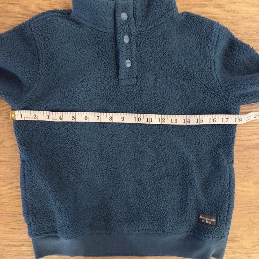 Abercrombie Kids 1/4 Snap Sherpa Fleece Mock Neck Pullover-Teal-Unisex Size 9-10